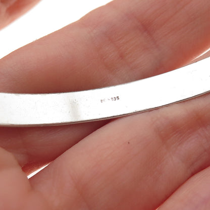 835 Silver Vintage European Textured Oxidized Bangle Bracelet 8.25"