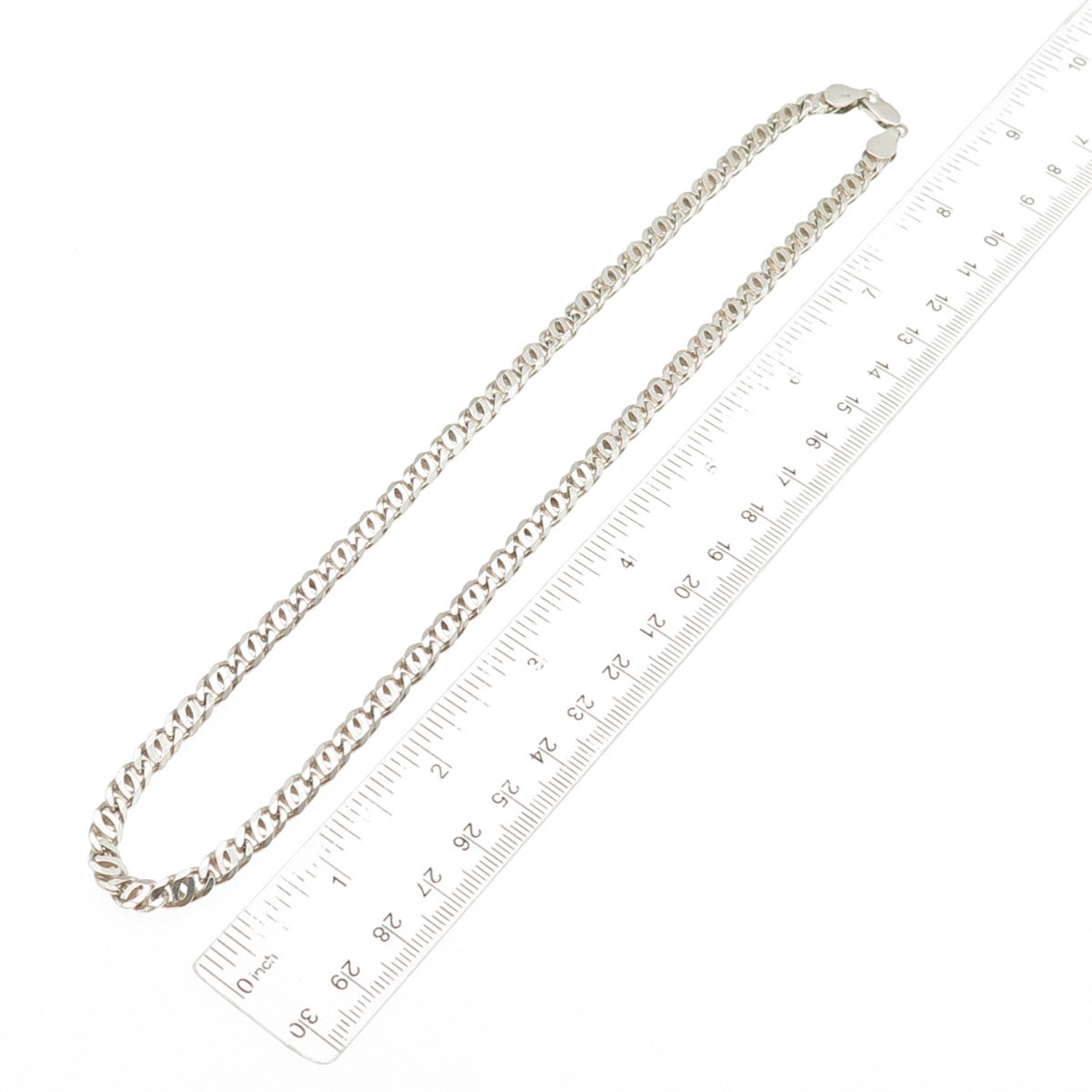 925 Sterling Silver Vintage Italy Double Curb Chain Necklace 18"