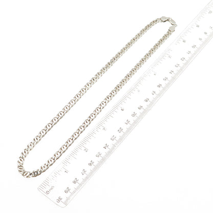 925 Sterling Silver Vintage Italy Double Curb Chain Necklace 18"