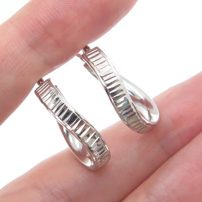 925 Sterling Silver Diamond-Cut Wavy Hoop Earrings