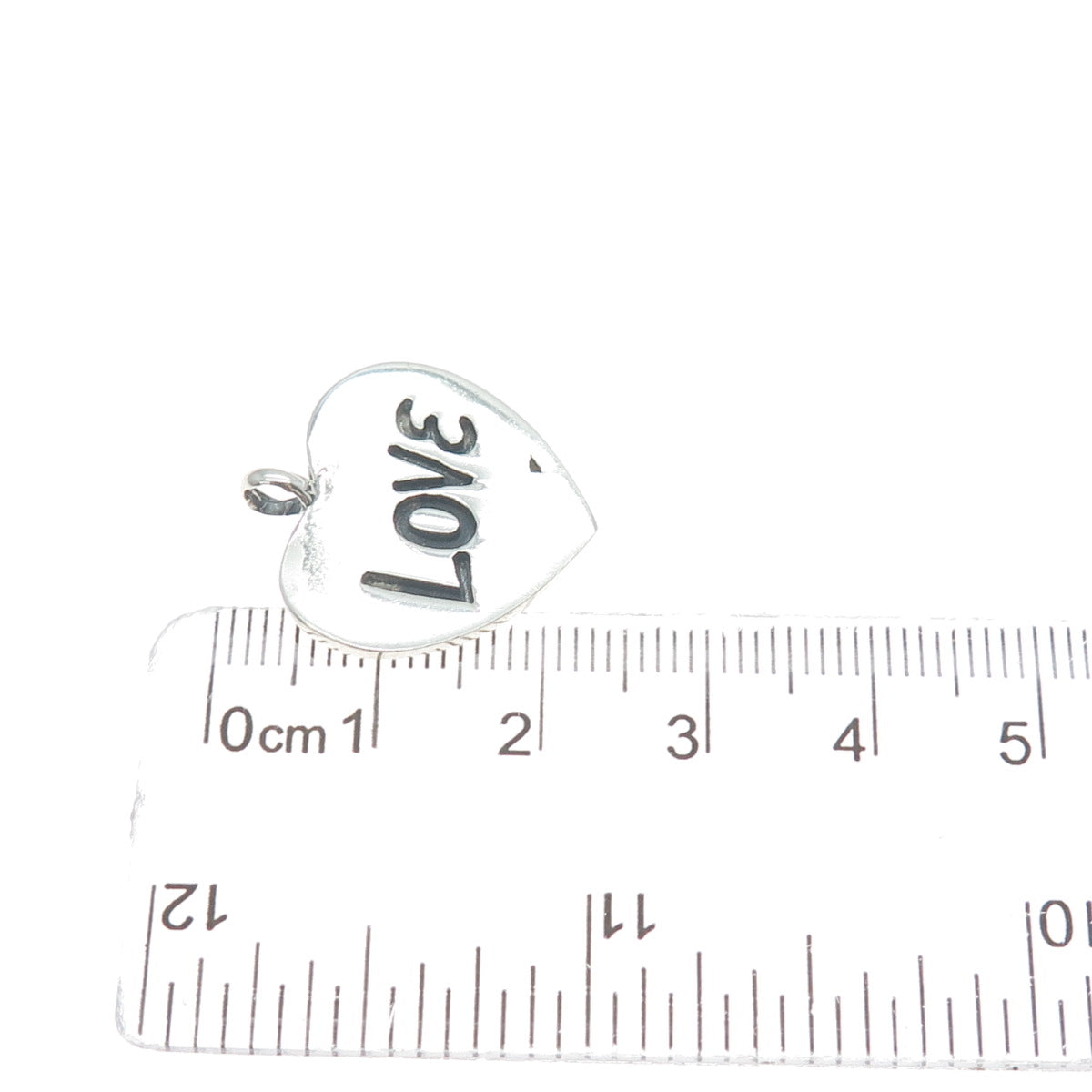 925 Sterling Silver Vintage Love Heart Tag Minimalist Charm Pendant