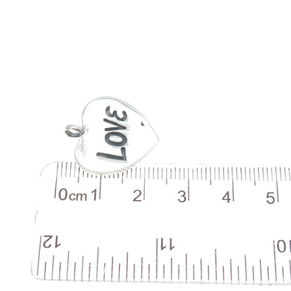 925 Sterling Silver Vintage Love Heart Tag Minimalist Charm Pendant
