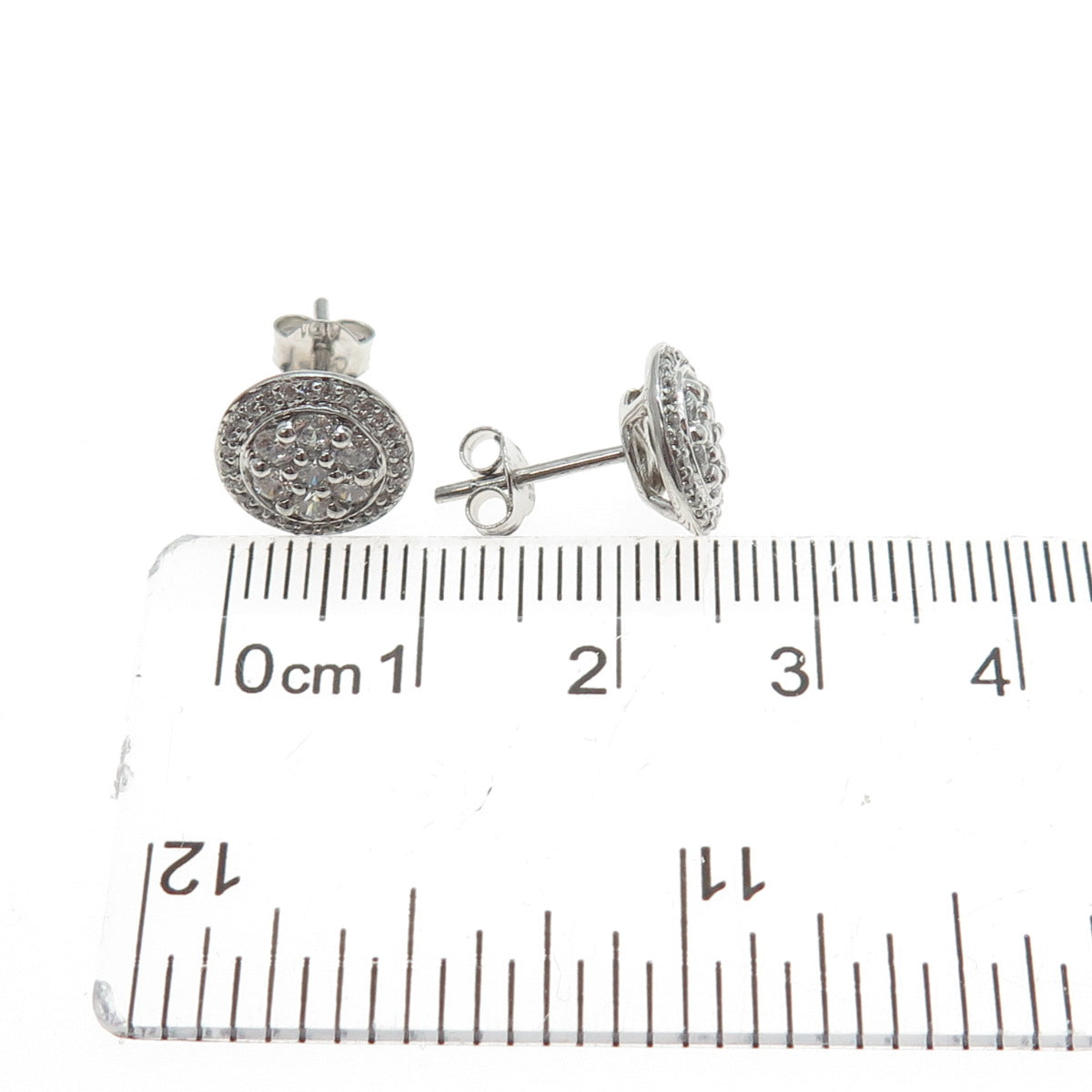 925 Sterling Silver Round-Cut C Z Sparkle Stud Earrings