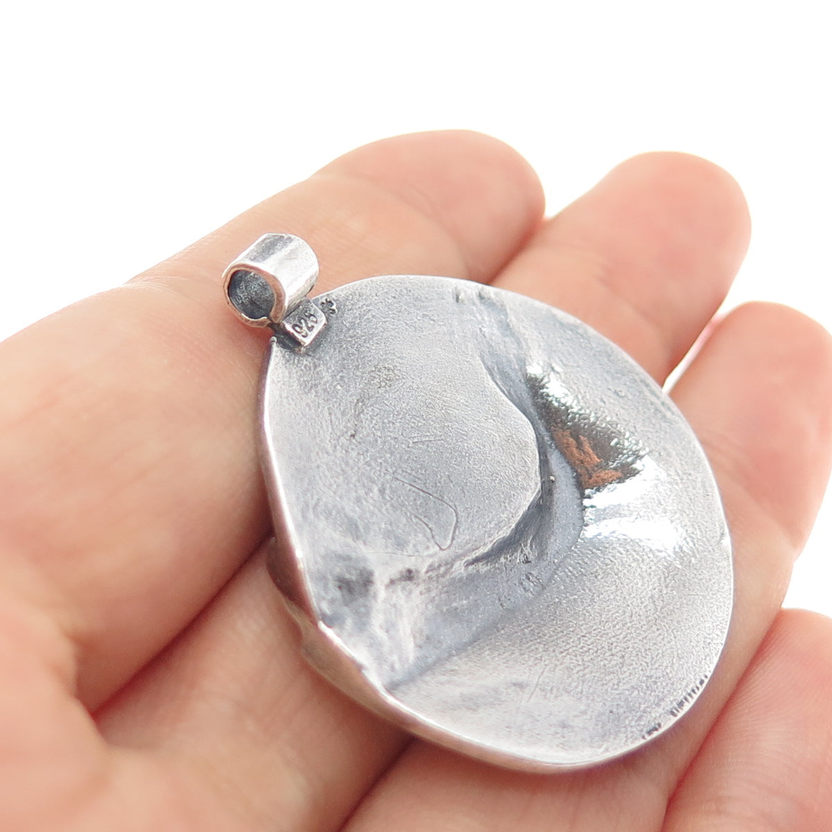 925 Sterling Silver Vintage Modernist Oxidized Slide Pendant