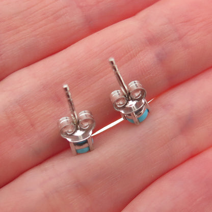 Chuck Clemency 925 Sterling Silver Real Sleeping Beauty Turquoise Stud Earrings