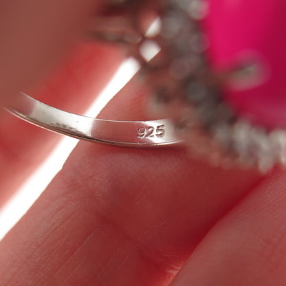 Stauer 925 Sterling Silver Lab-Created Star Ruby & C Z Ring Size 6.25