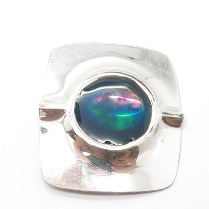 925 Sterling Silver Vintage Enamel Concho Pin Brooch