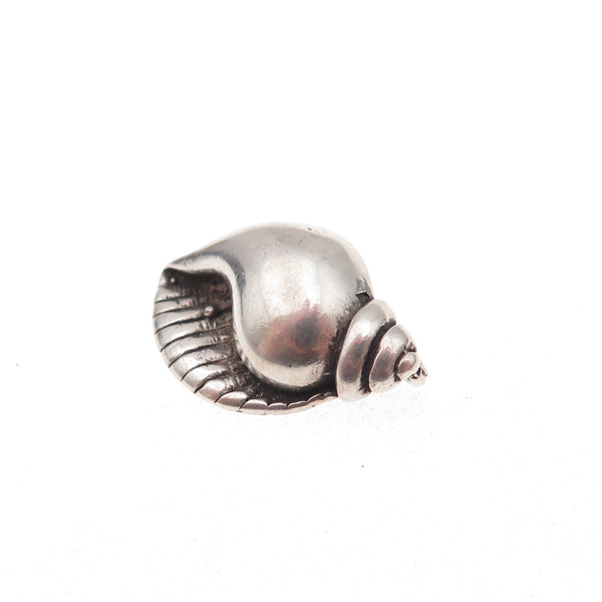 925 Sterling Silver Vintage Seashell Oxidized 3D Slide Charm Pendant