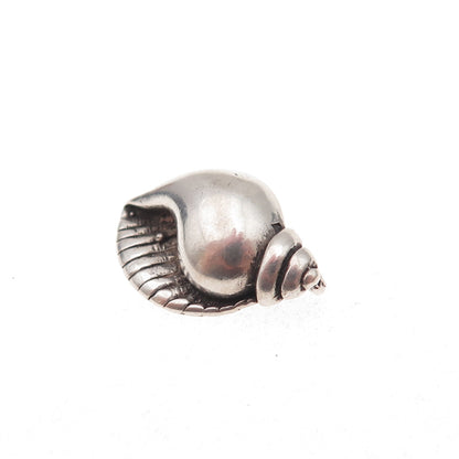 925 Sterling Silver Vintage Seashell Oxidized 3D Slide Charm Pendant