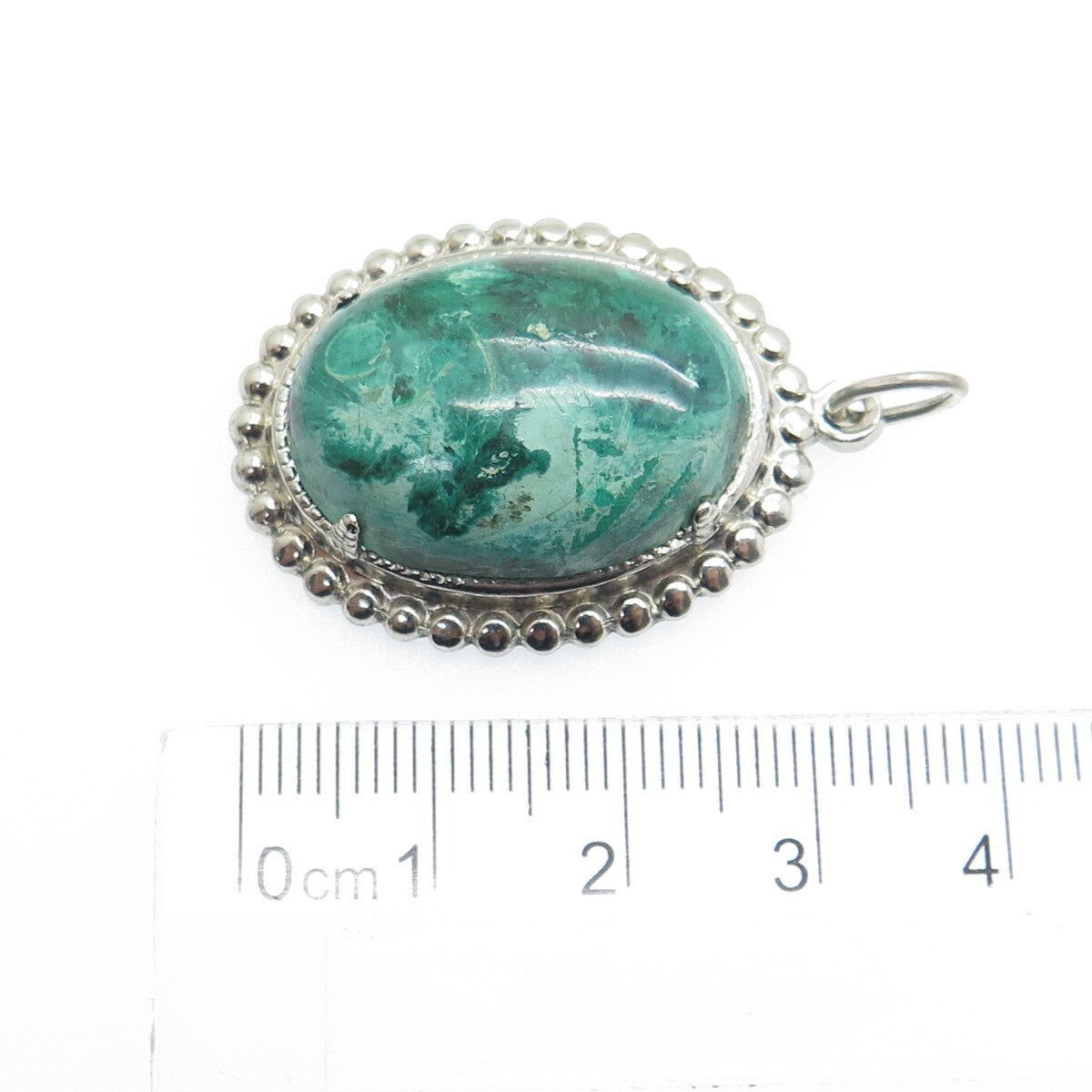 925 Sterling Silver Vintage Southwestern Real Chrysocolla Beaded Pendant
