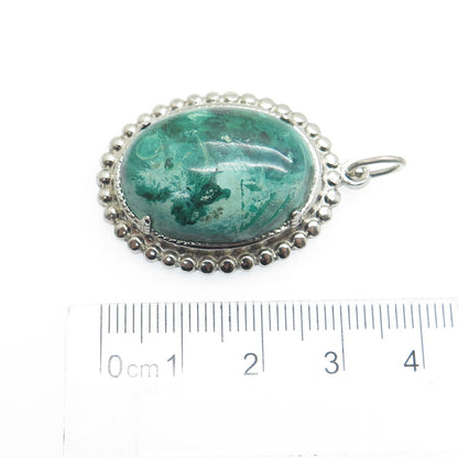 925 Sterling Silver Vintage Southwestern Real Chrysocolla Beaded Pendant