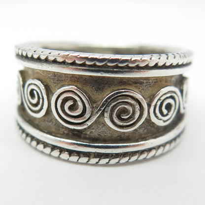 925 Sterling Silver Vintage Spiral Ring Size 7.25