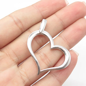 925S Sterling Silver Vintage Italy Open Heart Modernist Pendant