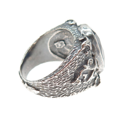 925 Sterling Silver Vintage Lab-Created Sapphire Oxidized Ring Size 10.5