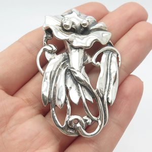 925 Sterling Silver Vintage Calla Lily Floral Pin Brooch