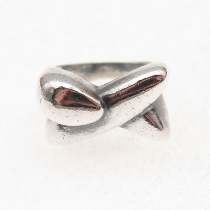 N&D Onderdonk 925 Sterling Silver Vintage Modernist X-Shape Ring Size 6.75