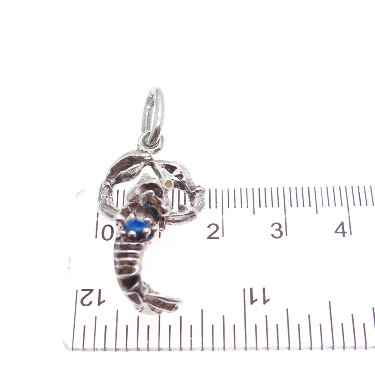 925 Sterling Silver Vintage Enamel Lobster Oxidized Charm Pendant