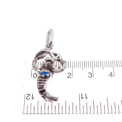 925 Sterling Silver Vintage Enamel Lobster Oxidized Charm Pendant