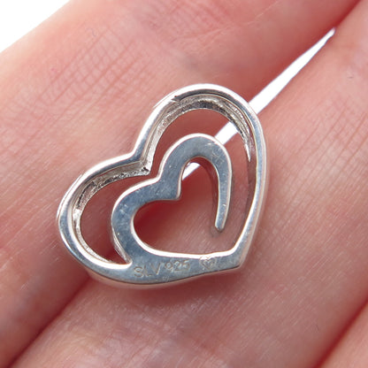 SLV SADYE L VASSIL 925 Sterling Silver Real Diamond Heart Mini Slide Pendant