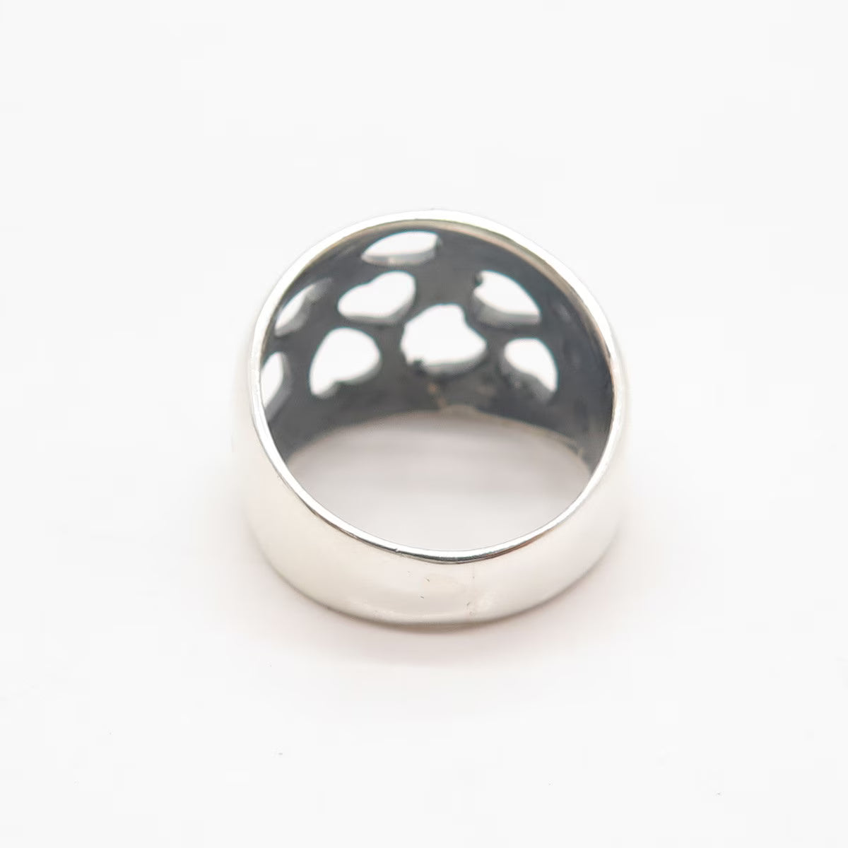 925 Sterling Silver Vintage Heart Wide Ring Size 7.5