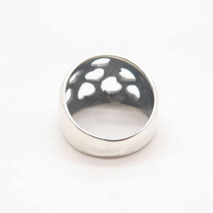 925 Sterling Silver Vintage Heart Wide Ring Size 7.5