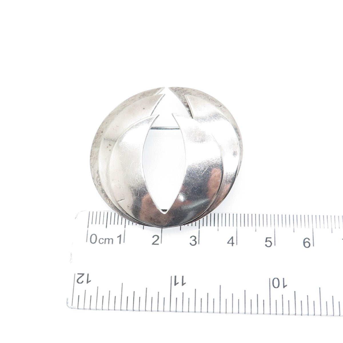 925 Sterling Silver Vintage Mexico Modernist Oxidized Pin Brooch