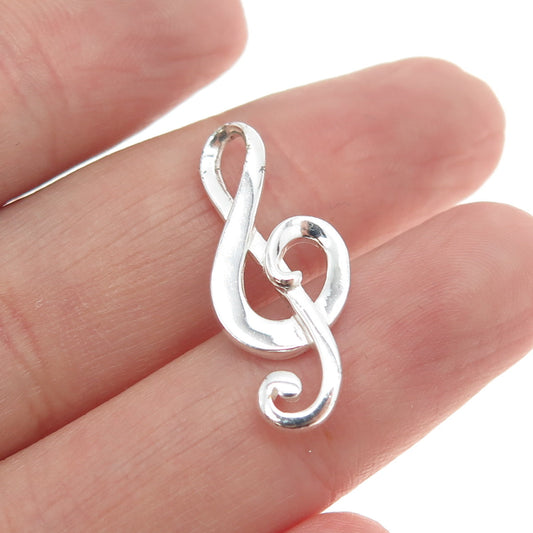 925 Sterling Silver Treble Clef Music Note Charm Pendant