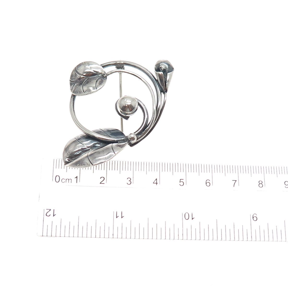 JOSEPH MASANIELLO 925 Sterling Silver Antique Calla Lily Oxidized Pin Brooch