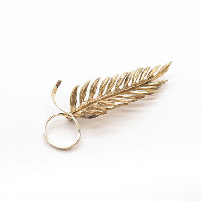 925 Sterling Silver Gold Plated Vintage Wells Leaf Pin Brooch