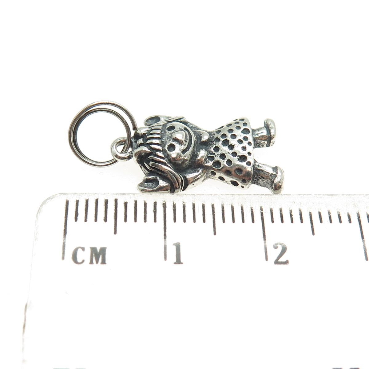 925 Sterling Silver Vintage Baby Girl Oxidized Minimalist Charm Pendant