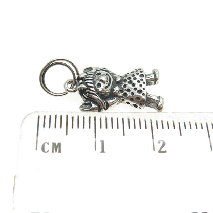 925 Sterling Silver Vintage Baby Girl Oxidized Minimalist Charm Pendant