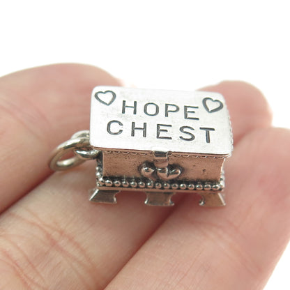 BEAU 925 Sterling Silver Antique Hope Chest Locket 3D Charm Pendant