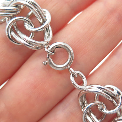 925 Sterling Silver Vintage Modernist Twisted Multi-Circle Link Bracelet 6.75"