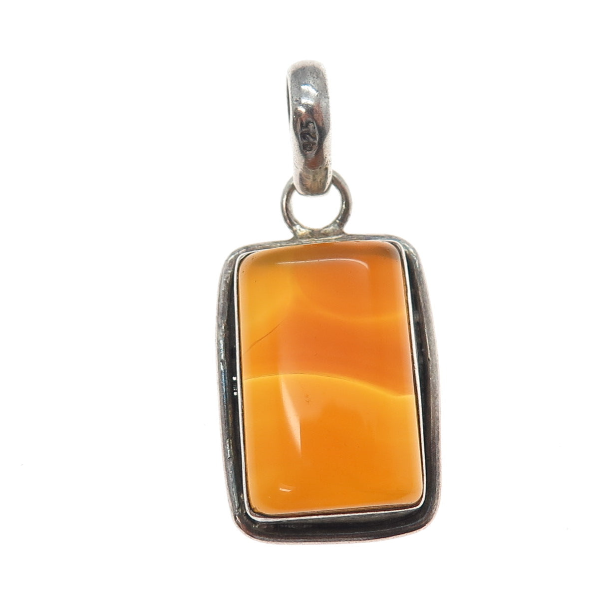 925 Sterling Silver Vintage Real Cabochon Agate Oxidized Charm Pendant