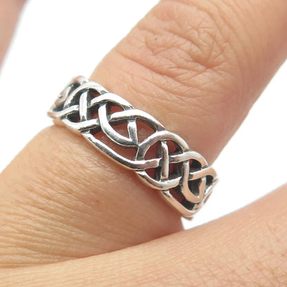 925 Sterling Silver Vintage Celtic Band Ring Size 6.75