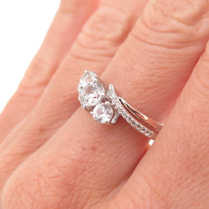 Jane Seymour 925 Sterling Silver 10K Gold Real White Topaz Ring Size 6.75
