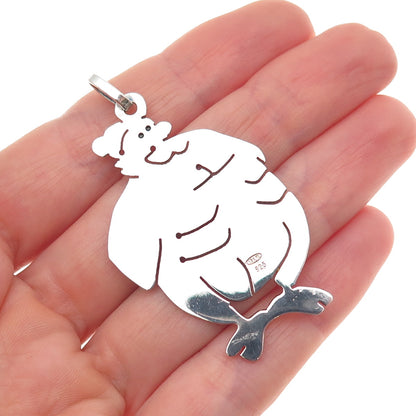 925 Sterling Silver Vintage Italy Santa Claus Cartoon Character Charm Pendant