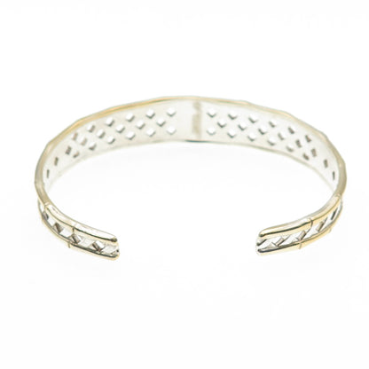 INTERNATIONAL Sterling Silver 2-Tone Vintage Bamboo Adjustable Bracelet 6.75"