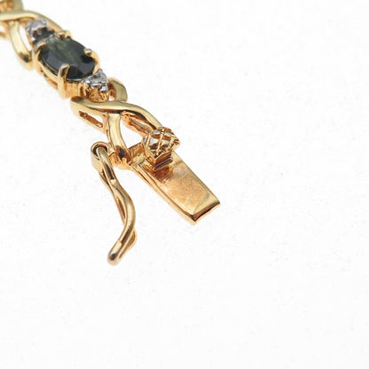 Dee Berkle 925 Sterling Gold Plated Real Diamond Accent & Sapphire Bracelet 7"