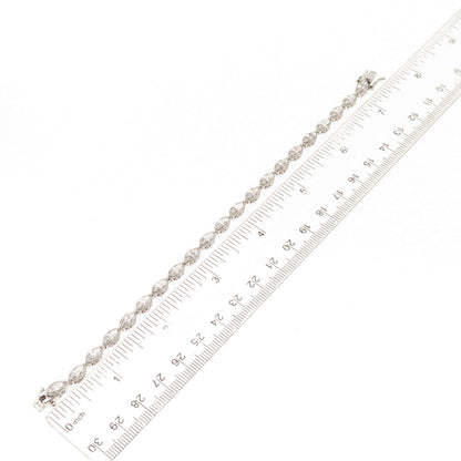 925 Sterling Silver Marquise-Cut C Z Link Bracelet 7"