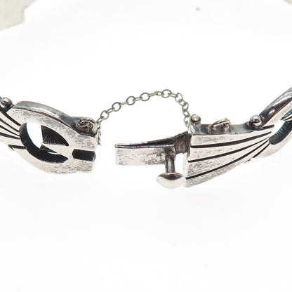 925 Sterling Silver Vintage Mexico Modernist Oxidized Bracelet 7.5"