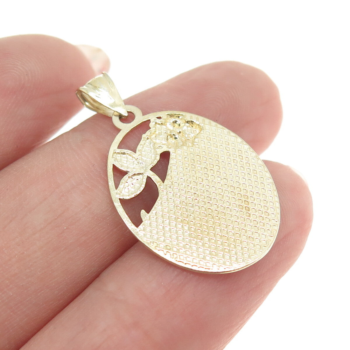 925 Sterling Silver 2-Tone "I Love Yoy" Floral Pendant
