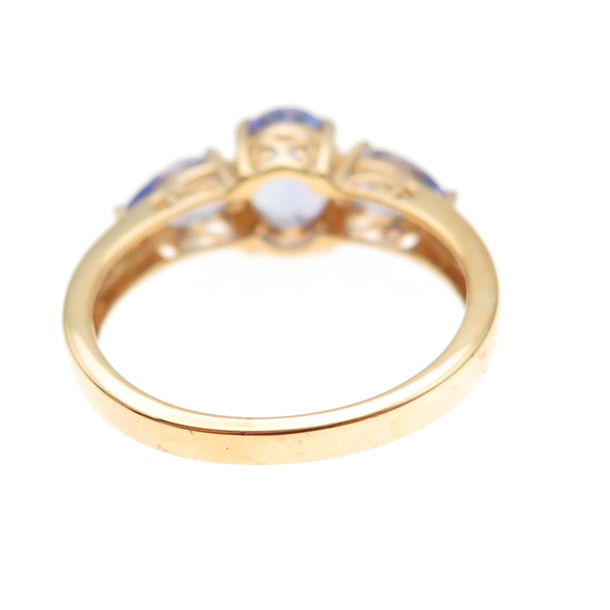 925 Sterling Silver Gold Plated Real Oval & Pear-Cut Tanzanite Ring Size 8