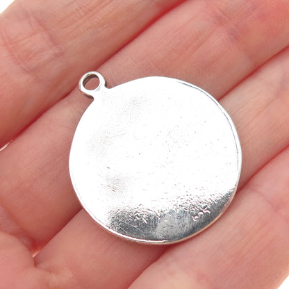 925 Sterling Silver Vintage St. Anthony Medal Oxidized Charm Pendant