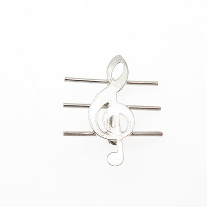 Bernard Abel Co. 925 Sterling Silver Antique Art Deco Treble Clef Pin Brooch