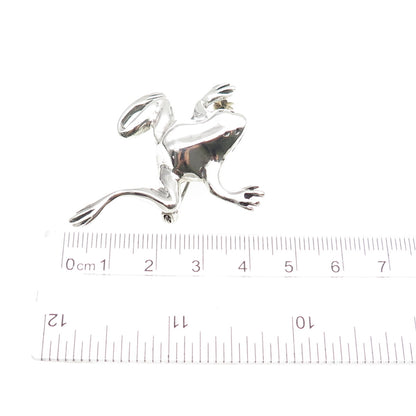 925 Sterling Silver Vintage Frog For Good Luck Oxidized Pin Brooch