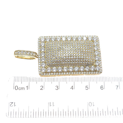 DESIGNS BY YAGI 925 Sterling Gold Plated Round-Cut Shaped C Z Sparkle Pendant
