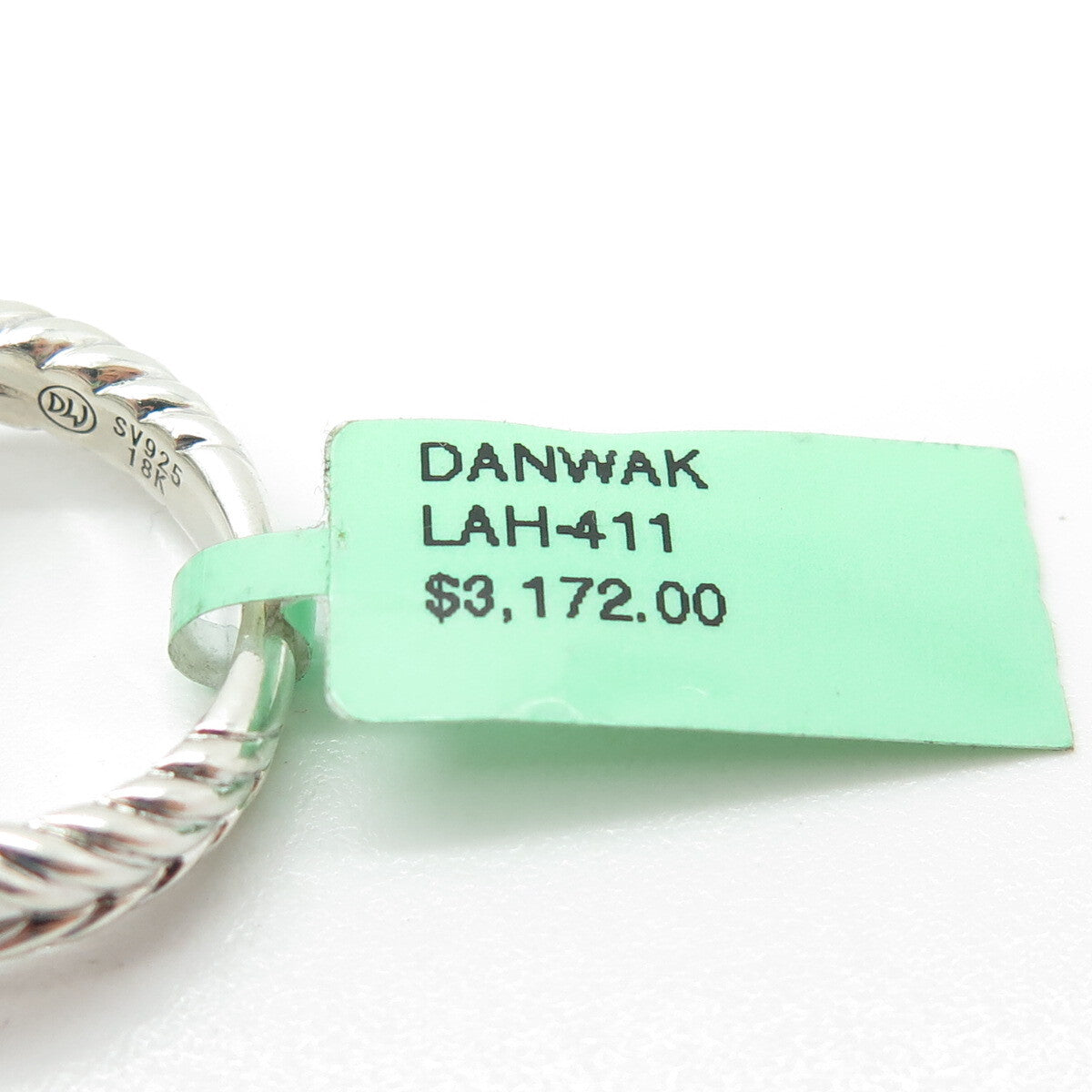 DANWAK 18K Gold Sterling 14 Diamond 0.13ct & Lemon Quartz 5.84ct Ring Size 7