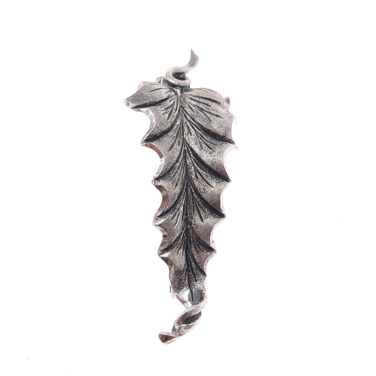 800 Silver Vintage Floral Leaf Oxidized Pin Brooch