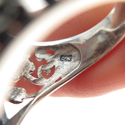 925 Sterling Silver Vintage Flower & Butterfly Ring Size 8